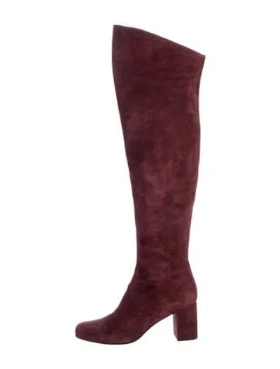Pre-owned Saint Laurent Suede Boots In Burgundy