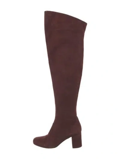 Pre-owned Saint Laurent Suede Boots In Burgundy