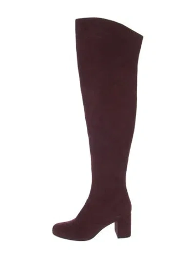 Pre-owned Saint Laurent Suede Boots In Burgundy
