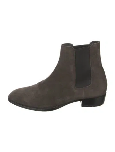 Pre-owned Saint Laurent Suede Boots In Gray