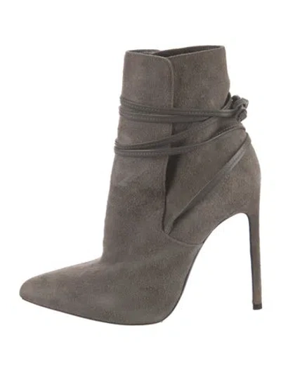 Pre-owned Saint Laurent Suede Boots In Gray