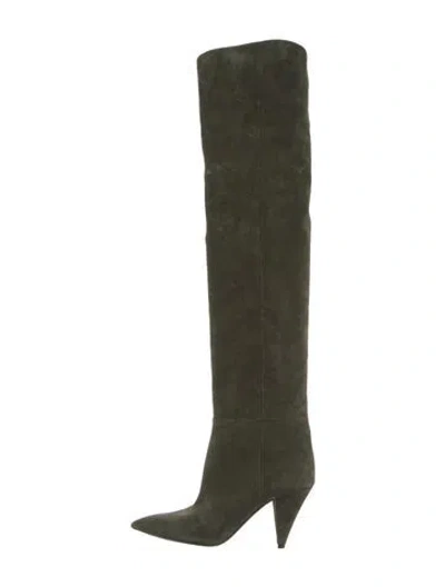 Pre-owned Saint Laurent Suede Boots In Green