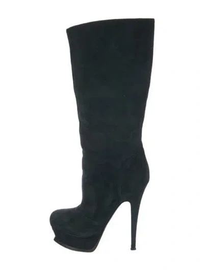 Pre-owned Saint Laurent Suede Boots In Green