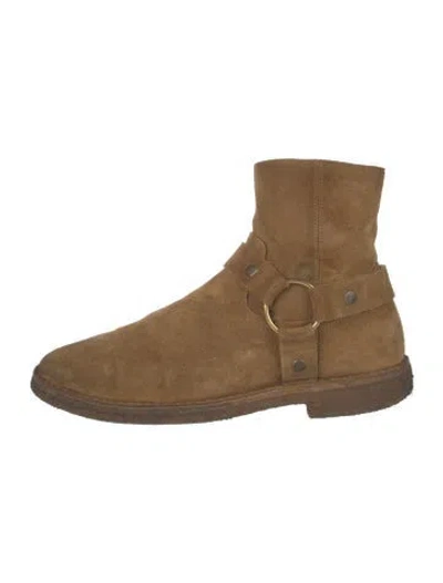 Pre-owned Saint Laurent Suede Boots In Neutral