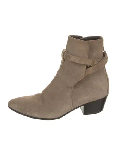 Pre-owned Saint Laurent Suede Boots In Neutral
