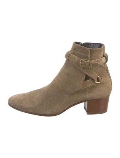 Pre-owned Saint Laurent Suede Boots In Neutral