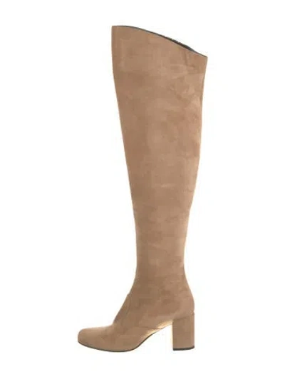 Pre-owned Saint Laurent Suede Boots In Neutral
