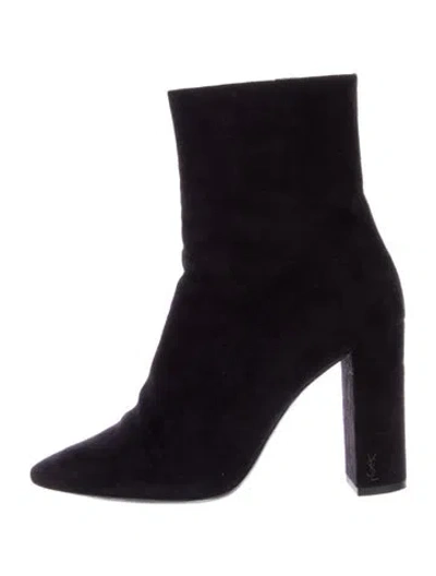 Pre-owned Saint Laurent Suede Boots In Purple