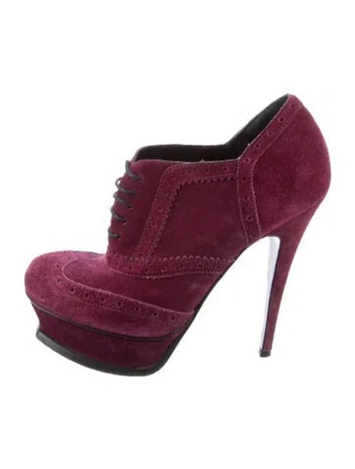 Pre-owned Saint Laurent Suede Boots In Purple