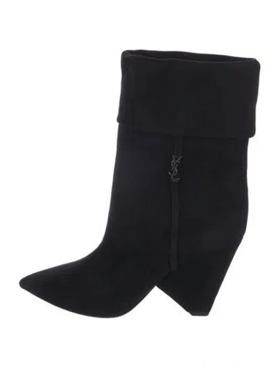 Pre-owned Saint Laurent Suede Boots W/ Tags In Black