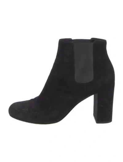 Pre-owned Saint Laurent Suede Chelsea Boots In Black