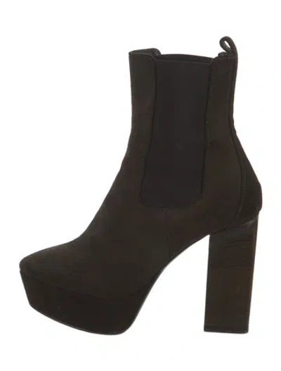 Pre-owned Saint Laurent Suede Chelsea Boots In Black