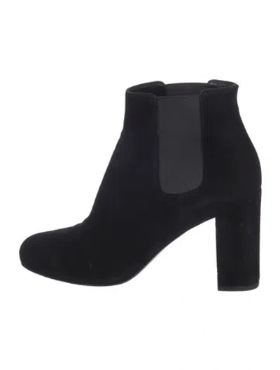 Pre-owned Saint Laurent Suede Chelsea Boots In Black