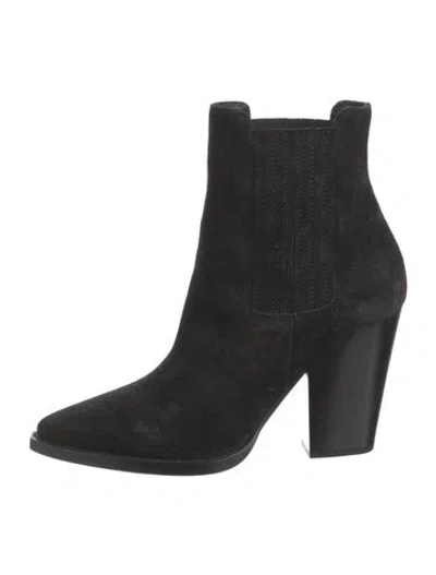 Pre-owned Saint Laurent Suede Chelsea Boots In Black