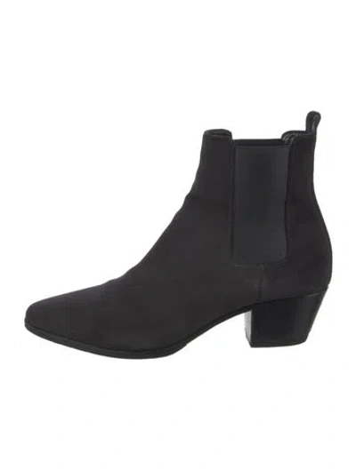 Pre-owned Saint Laurent Suede Chelsea Boots In Black