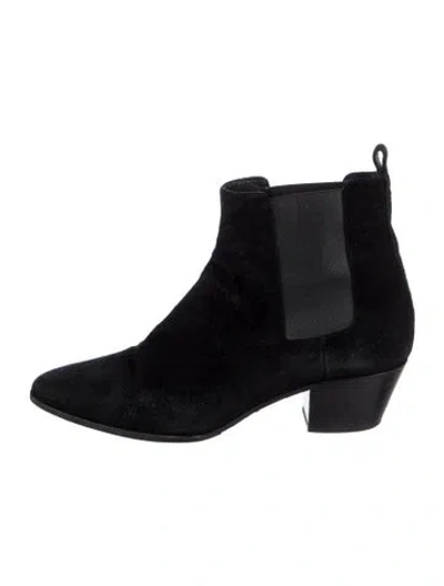 Pre-owned Saint Laurent Suede Chelsea Boots In Black