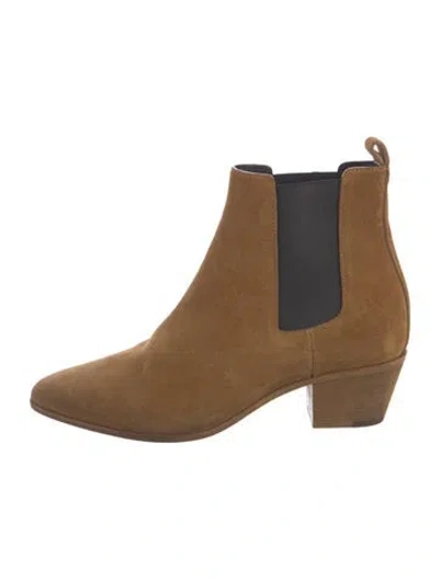 Pre-owned Saint Laurent Suede Chelsea Boots In Brown