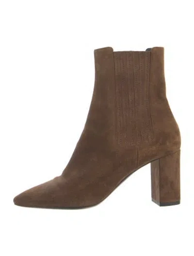 Pre-owned Saint Laurent Suede Chelsea Boots In Brown