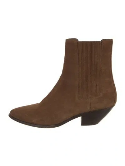 Pre-owned Saint Laurent Suede Chelsea Boots In Brown