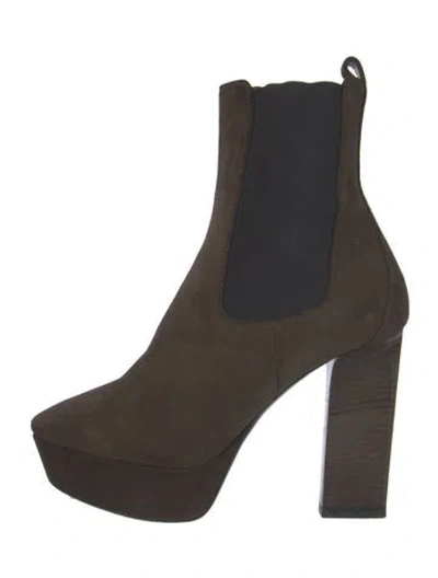 Pre-owned Saint Laurent Suede Chelsea Boots In Gray