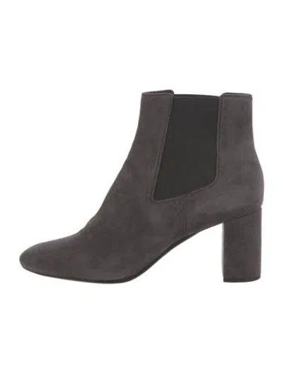 Pre-owned Saint Laurent Suede Chelsea Boots In Gray