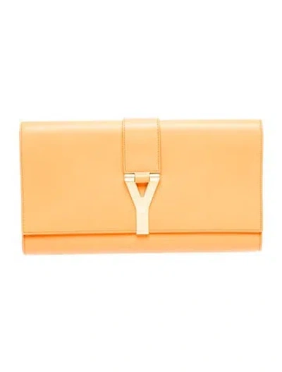 Pre-owned Saint Laurent Suede Clutch In Orange