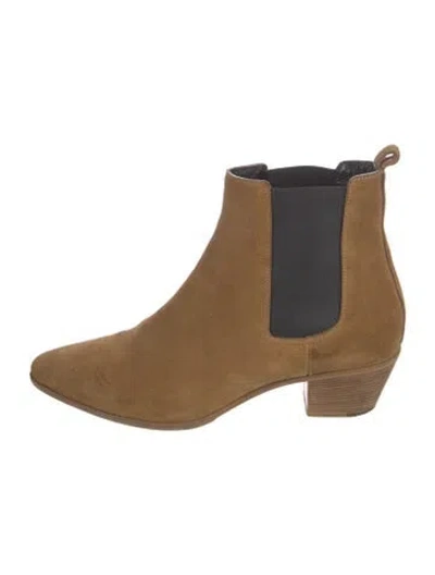 Pre-owned Saint Laurent Suede Colorblock Pattern Chelsea Boots In Neutral
