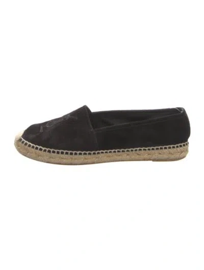 Pre-owned Saint Laurent Suede Colorblock Pattern Espadrilles In Black