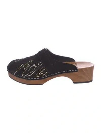 Pre-owned Saint Laurent Suede Colorblock Pattern Mules In Blue