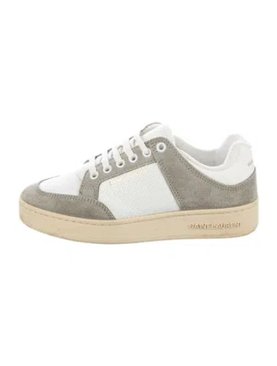 Pre-owned Saint Laurent Suede Colorblock Pattern Sneakers In White