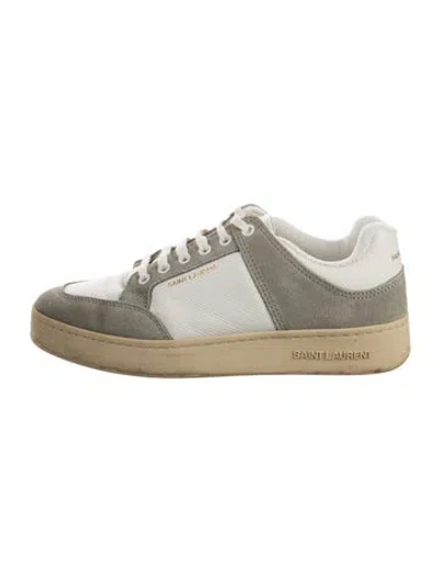 Pre-owned Saint Laurent Suede Colorblock Pattern Sneakers In White