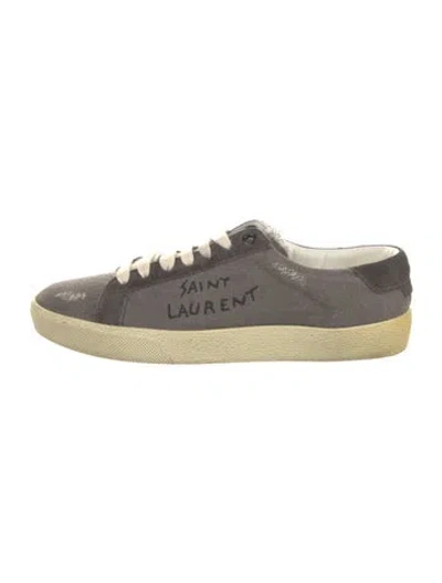 Pre-owned Saint Laurent Suede Distressed Accents Sneakers In Gray