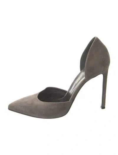 Pre-owned Saint Laurent Suede D'orsay Pumps In Gray