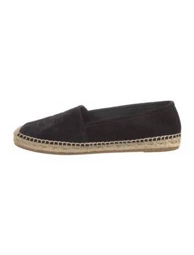 Pre-owned Saint Laurent Suede Embroidered Accent Espadrilles In Black
