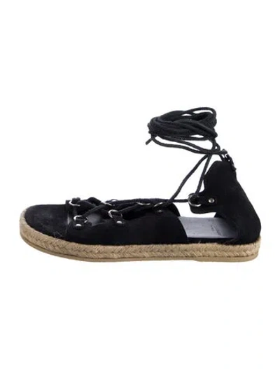 Pre-owned Saint Laurent Suede Espadrilles In Black