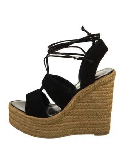 Pre-owned Saint Laurent Suede Espadrilles In Black