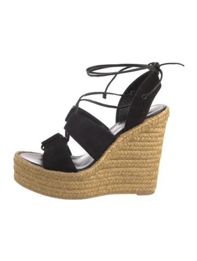 Pre-owned Saint Laurent Suede Espadrilles In Black
