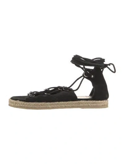 Pre-owned Saint Laurent Suede Espadrilles In Black