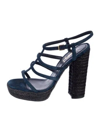 Pre-owned Saint Laurent Suede Espadrilles In Blue