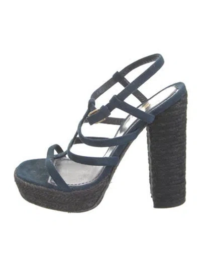 Pre-owned Saint Laurent Suede Espadrilles In Blue
