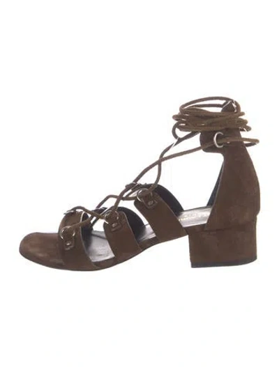 Pre-owned Saint Laurent Suede Espadrilles In Brown