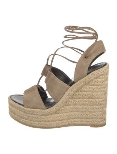 Pre-owned Saint Laurent Suede Espadrilles In Neutral