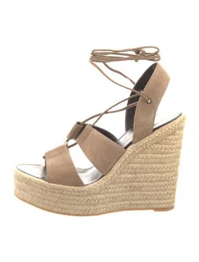 Pre-owned Saint Laurent Suede Espadrilles In Neutrals