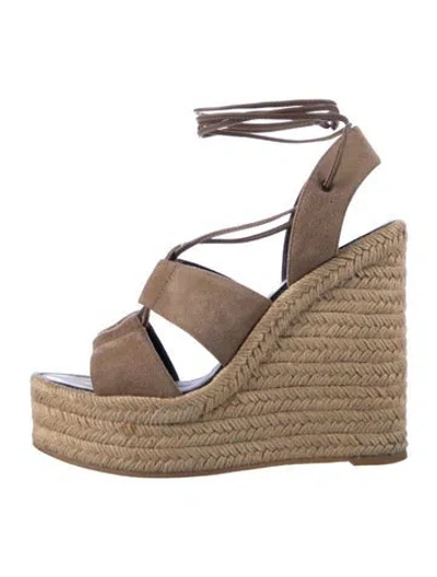 Pre-owned Saint Laurent Suede Espadrilles In Neutrals
