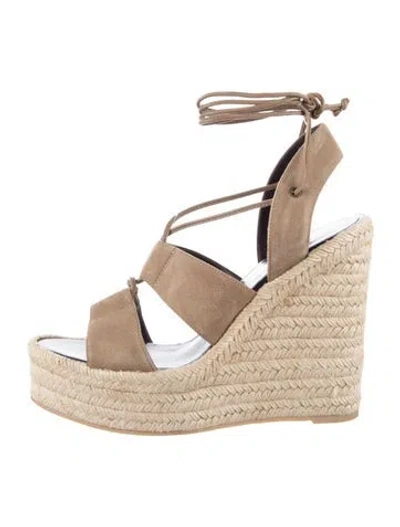 Pre-owned Saint Laurent Suede Espadrilles In Neutrals