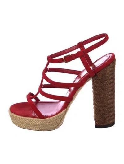 Pre-owned Saint Laurent Suede Espadrilles In Red