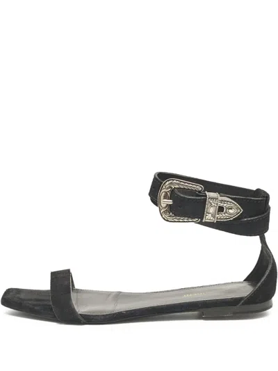 Pre-owned Saint Laurent Suede Flat Sandals