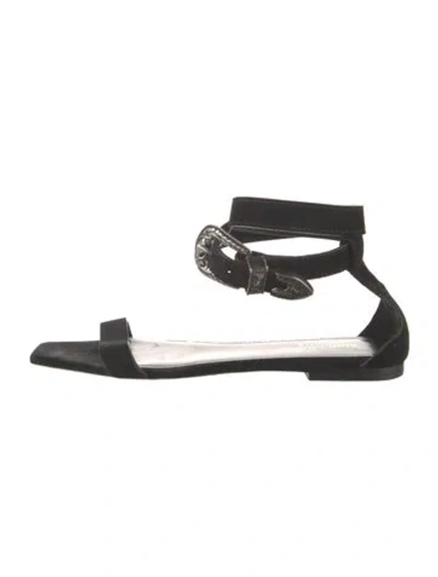 Pre-owned Saint Laurent Suede Flats In Black