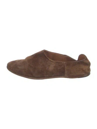 Pre-owned Saint Laurent Suede Flats In Brown