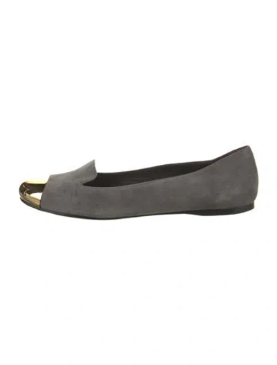 Pre-owned Saint Laurent Suede Flats In Gray